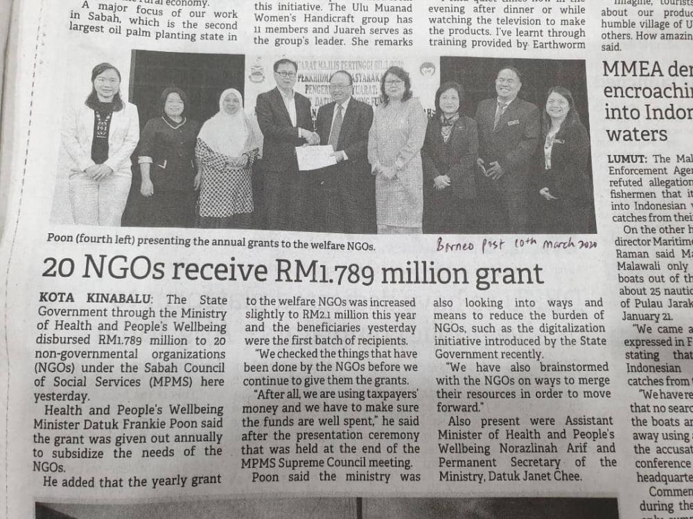 20 NGOs receive RM1.789 million grant