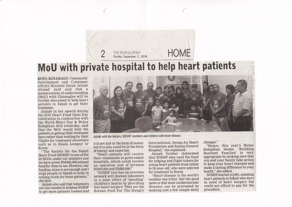 MoU with private hospital to help heart patients