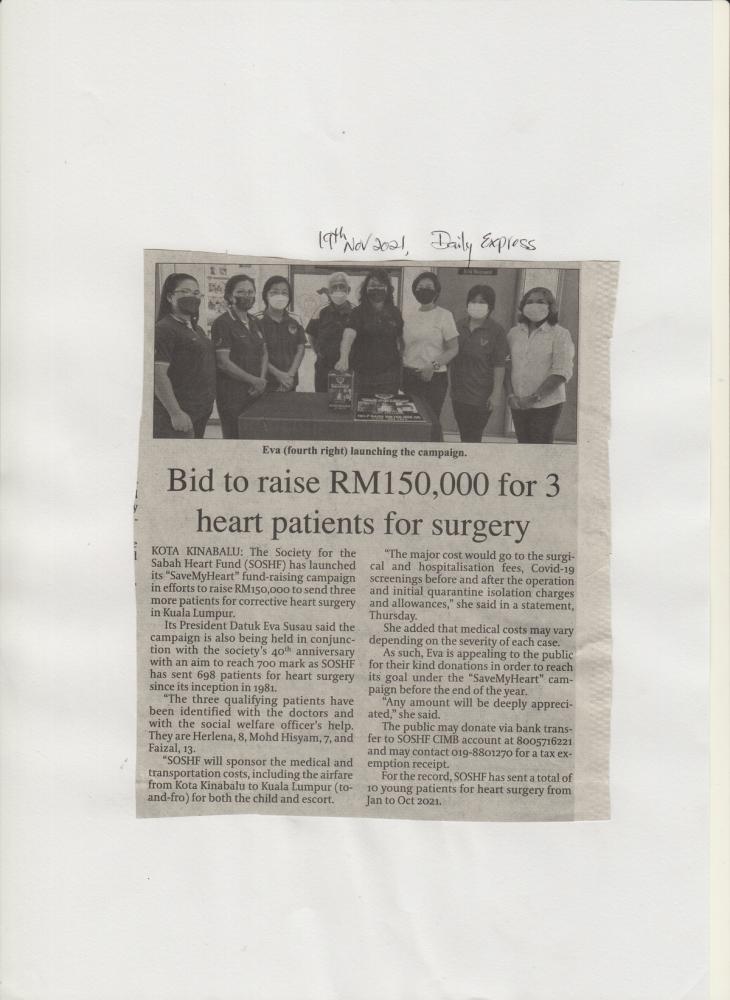 Bid to raise RM150,000 for 3 heart patients for surgery